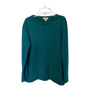 Appleseeds Women's Green Knit Sweater Crewneck Pullover Size Large Cottagecore